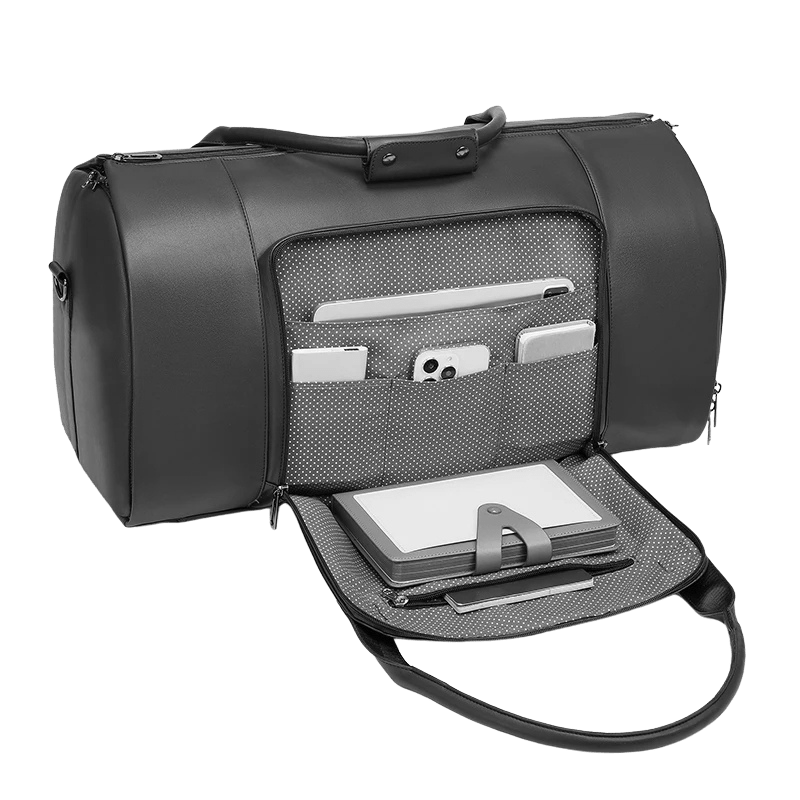 View of detachable shoulder strap on Sentier travel duffel