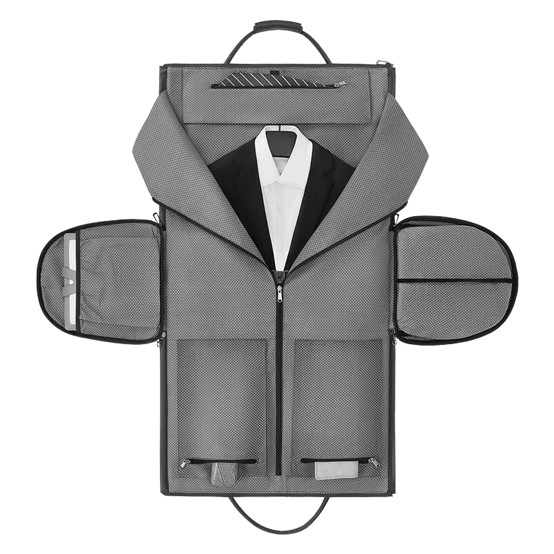 Interior of Sentier bag with suit storage layout displayed